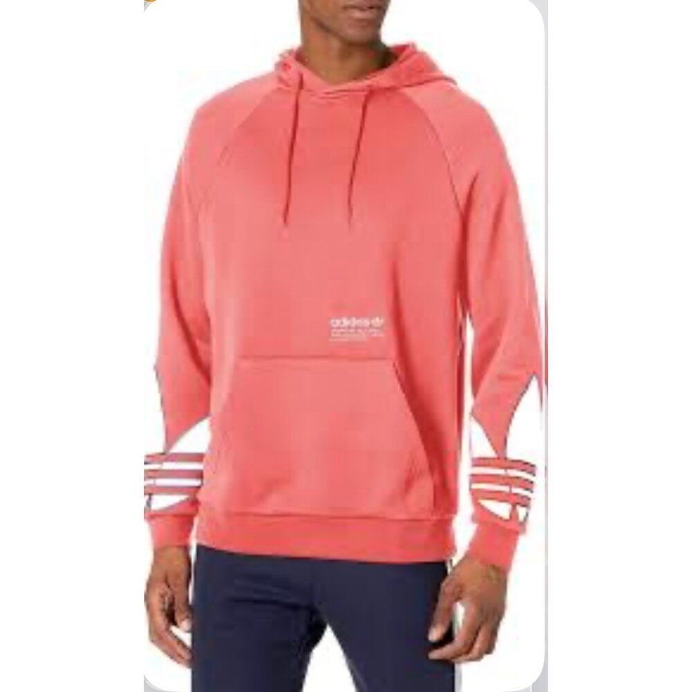 Adidas Men’s Tricolor Trefoil Hoodie Hazy Rose Sweatshirt Size M